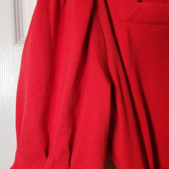 Current Air Los Angeles Belted Puff Sleeve Dress Red - Picture 3 of 7